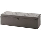 Grey Storage Ottoman | Large Tufted Bedroom Storage Bench