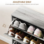 Grey Shoe Storage Cabinet | 45.5" Wide Entryway Cabinet with 4 Flip Drawers