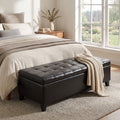 Black Tufted Storage Ottoman Bench | 51-Inch Entryway & Bedroom Seat