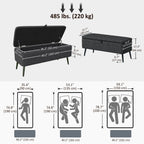 Charcoal Storage Ottoman | Entryway & Bedroom Storage Bench