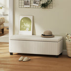 Ivory Storage Ottoman | Ribbed Bedroom Storage Bench
