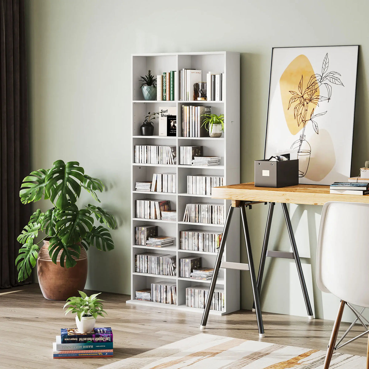 White Bookshelf | Multi-Cube Storage Shelf for Books & Decor