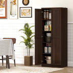 Dark Brown 5-Tier Kitchen Storage Cabinet | 63" Pantry Cabinet with Adjustable Shelves