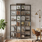 Rustic Brown L-Shaped Corner Bookshelf - detail view 3