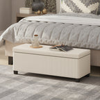 Ivory Storage Ottoman | Ribbed Bedroom Storage Bench