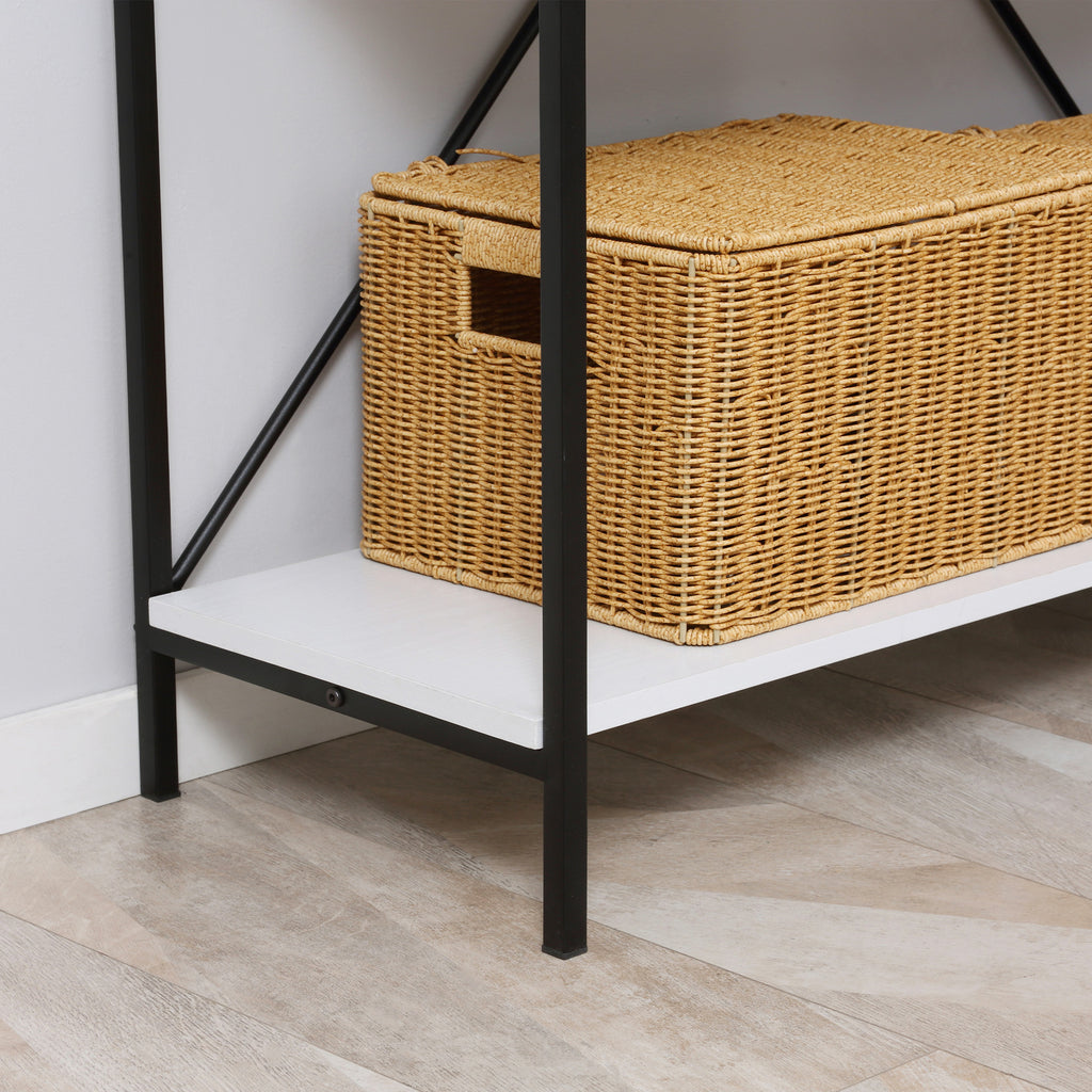 White Console Table with Drawers | 39.25" Entryway Table with Storage Shelf