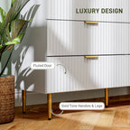 White Dresser | 6-Drawer Chest of Drawers with Gold Legs