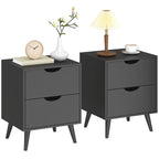 Black Nightstand Set of 2 | 19.9" Bedside Tables with Pine Wood Legs