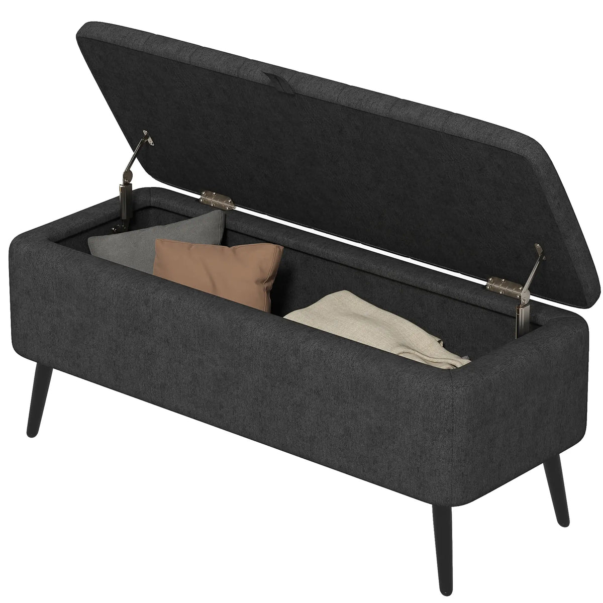 Charcoal Storage Ottoman | Entryway & Bedroom Storage Bench