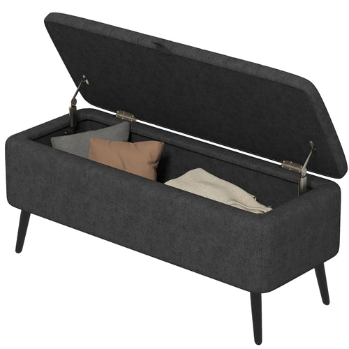 Charcoal Storage Ottoman | Entryway & Bedroom Storage Bench