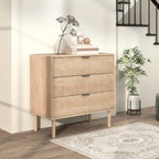 Natural Oak Chest of Drawers | Fluted 3-Drawer Dresser