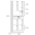 White Wooden Bookshelf with Drawer | 62.2" Tall Freestanding Bookcase for Home Office