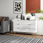 White Dresser | 6-Drawer Chest of Drawers with Gold Legs