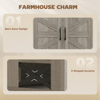 Grey Barn Door Sideboard | 47.2" Buffet Cabinet with Drawers and Adjustable Shelves