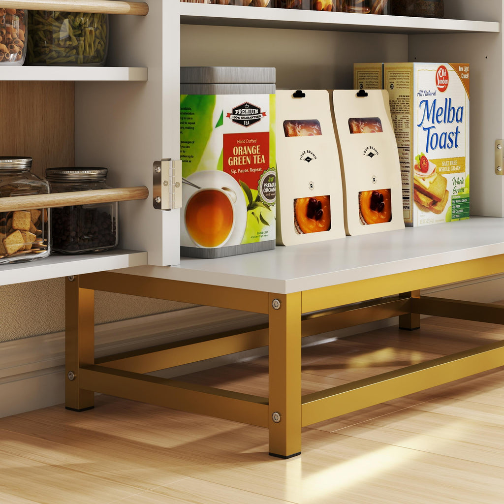 White Kitchen Pantry Cabinet | 47" Freestanding Storage Cabinet with 12 Door Shelves