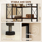 Rustic Brown L-Shaped Corner Bookshelf - detail view