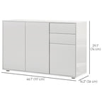 White Kitchen Sideboard Cabinet | 46.1" Push-Open Coffee Bar with Drawers