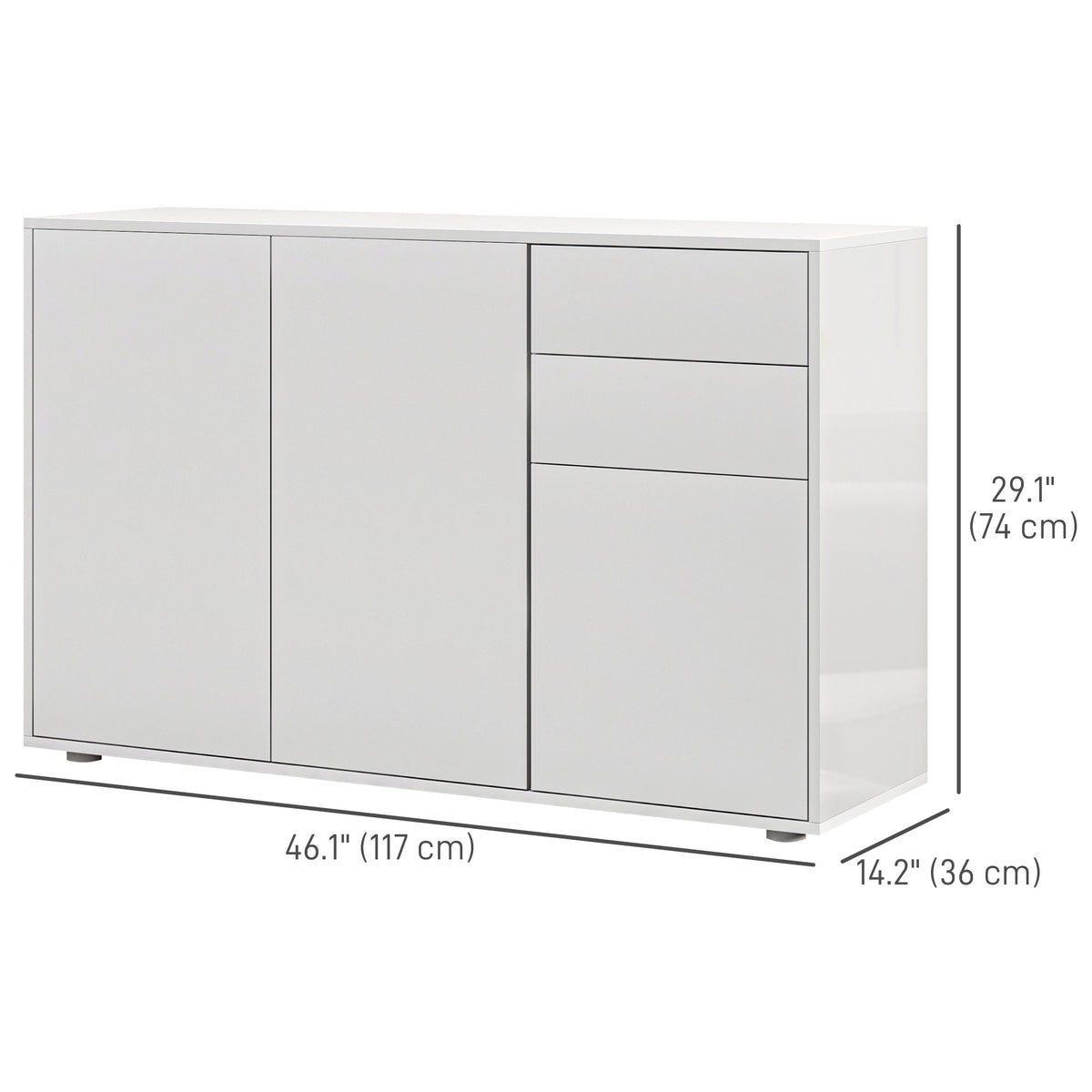 White Kitchen Sideboard Cabinet | 46.1" Push-Open Coffee Bar with Drawers