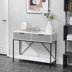 White Console Table with Drawers | 39.25" Entryway Table with Storage Shelf