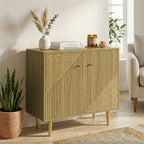 Oak Buffet Sideboard with Gold Legs - front view
