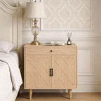 Modern Oak Buffet Sideboard with Patterned Doors - detail view 2