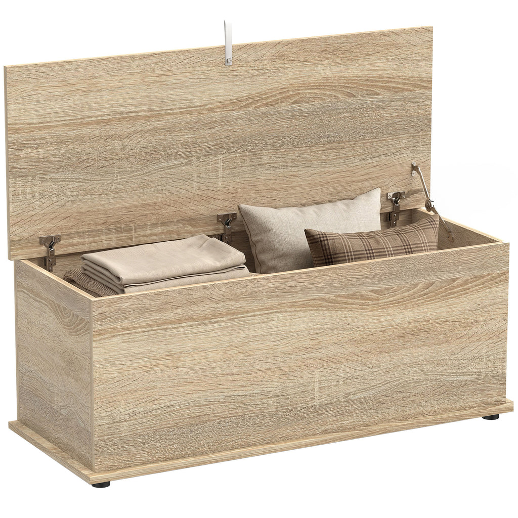 Natural Oak Storage Bench | Flip-Top Bedroom Storage Chest