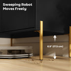 Modern Black Buffet Sideboard with Fluted Doors - detail view