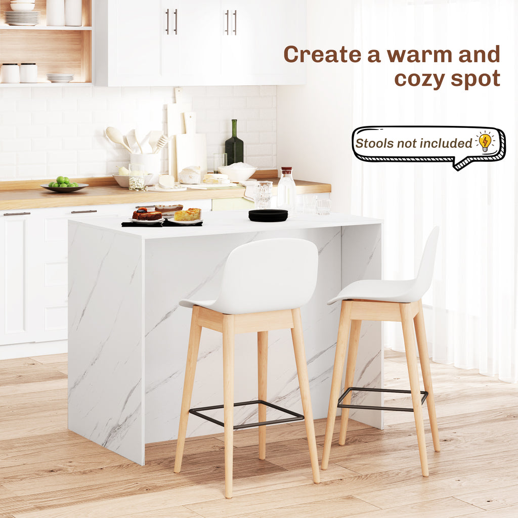 White Faux Marble Kitchen Island | 45.7" Storage Cabinet with 4 Drawers