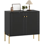 Modern Black Buffet Sideboard with Fluted Doors - detail view 4