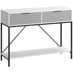 White Console Table with Drawers | 39.25" Entryway Table with Storage Shelf
