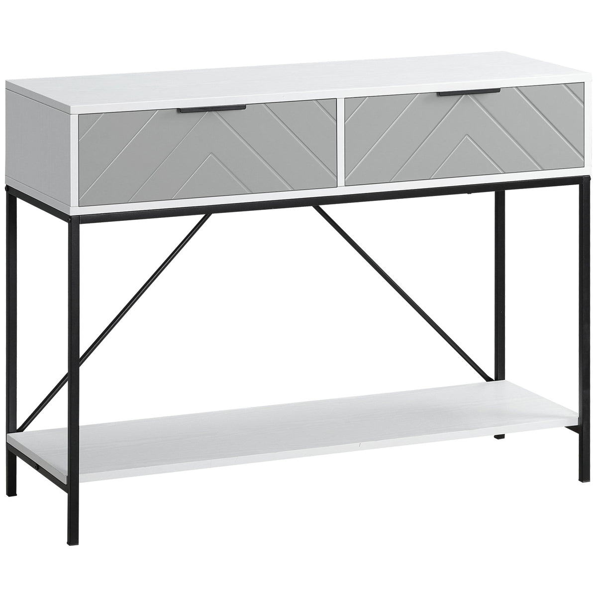 White Console Table with Drawers | 39.25" Entryway Table with Storage Shelf