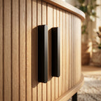 Natural Wood Coffee Table with Sliding Tambour Doors - detail view 6