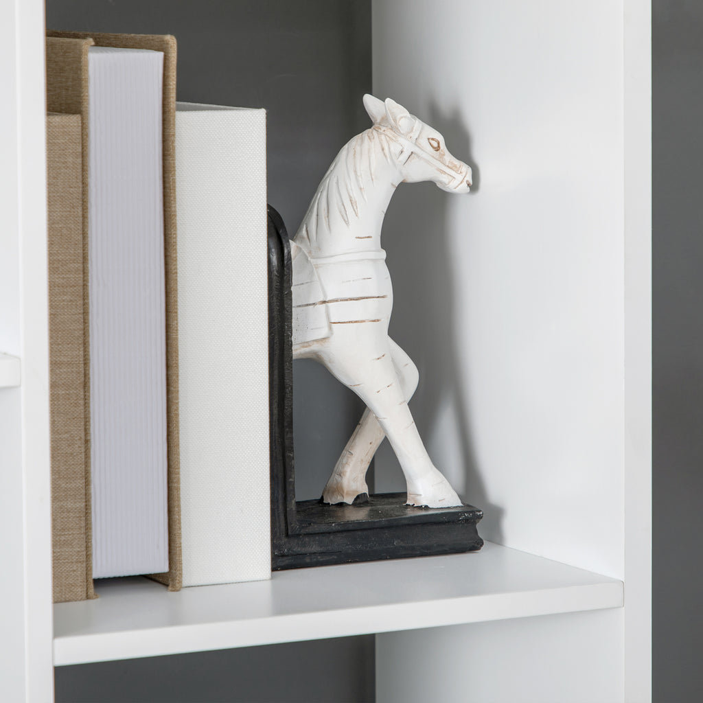White Wooden Bookshelf with Drawer | 62.2" Tall Freestanding Bookcase for Home Office