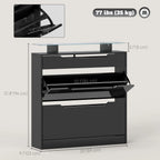Black Shoe Cabinet | Entryway Shoe Storage with Tilt-Out Drawer