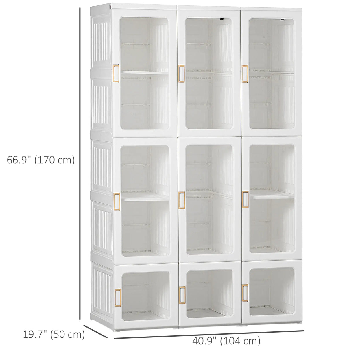 Foldable Modular Wardrobe | 9-Cube Portable Closet with Clear Doors