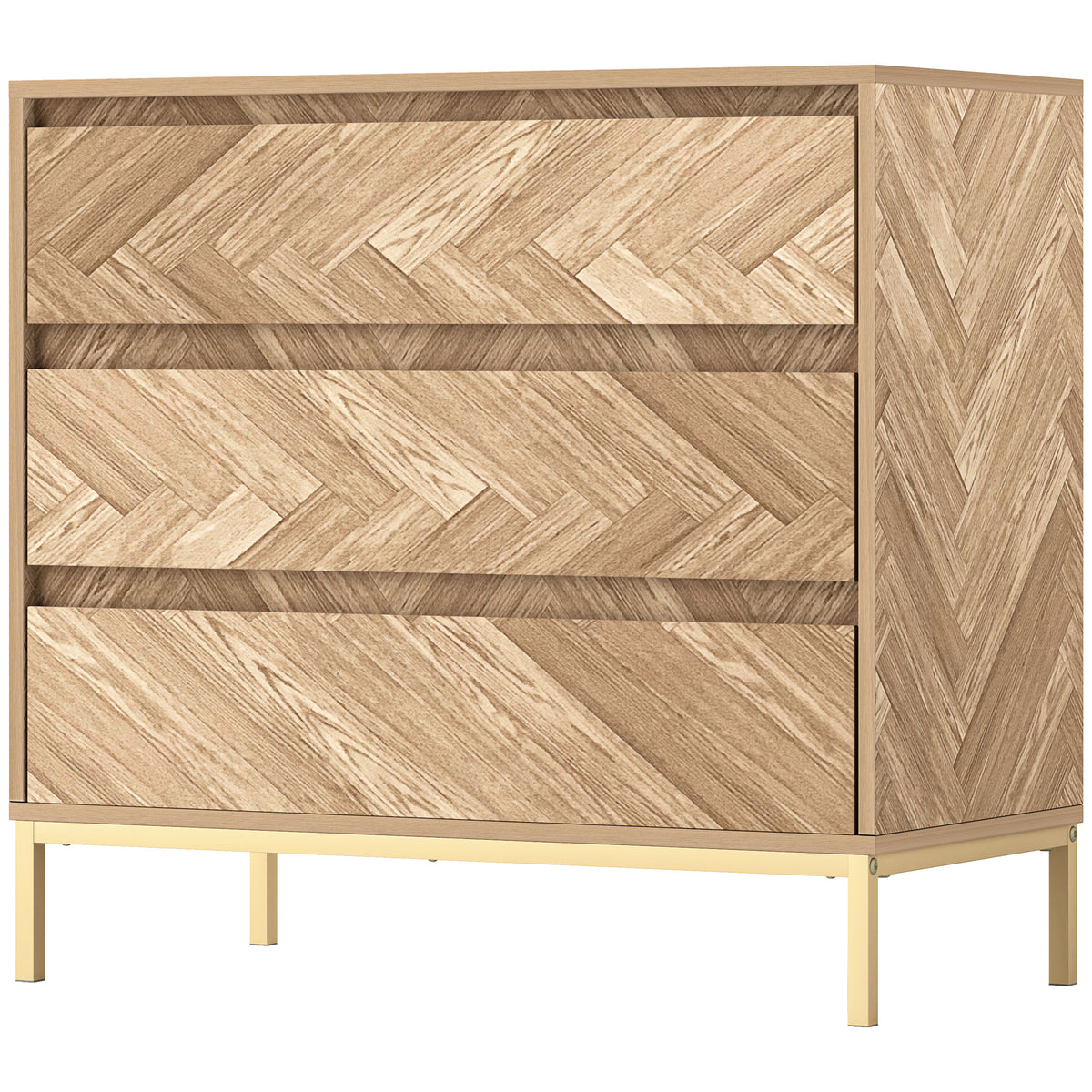 Natural Wood Chest of Drawers - angle view