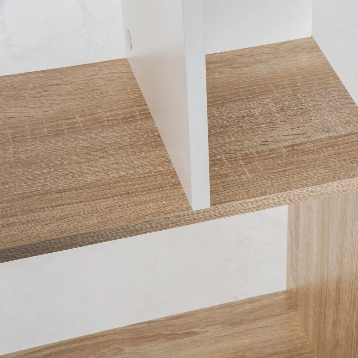 White & Oak Bookshelf | S-Shape Open Storage Shelf