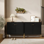 Modern Black Buffet Sideboard with Fluted Doors - detail view 2