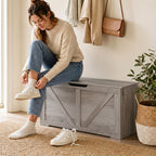 Grey Wood Grain Storage Chest - lifestyle view
