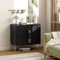 Modern Black Buffet Sideboard with Fluted Doors - front view