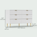 White Dresser | 6-Drawer Chest of Drawers with Gold Legs