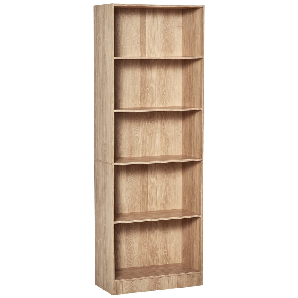 Nature Wood 5-Tier Bookcase | 69.25" Tall Adjustable Shelf Storage Unit