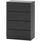 Black Chest of Drawers | Slim 4-Drawer Storage Dresser
