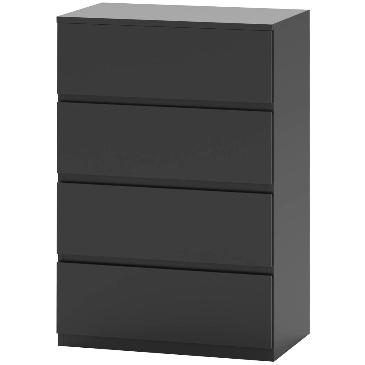 Black Chest of Drawers | Slim 4-Drawer Storage Dresser