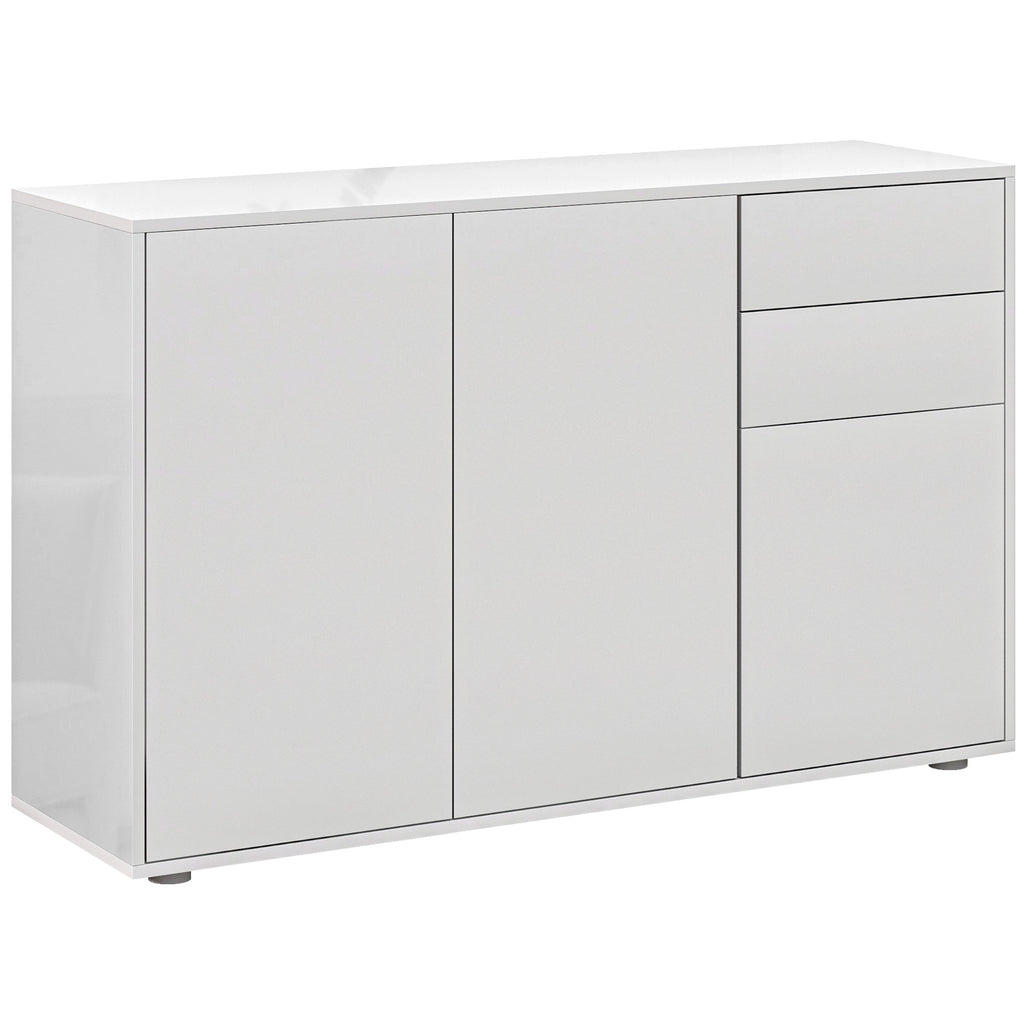 White Kitchen Sideboard Cabinet | 46.1" Push-Open Coffee Bar with Drawers
