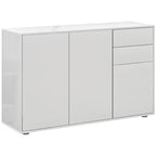 White Kitchen Sideboard Cabinet | 46.1" Push-Open Coffee Bar with Drawers