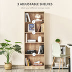 Nature Wood 5-Tier Bookcase | 69.25" Tall Adjustable Shelf Storage Unit
