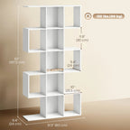White Geometric Bookshelf | Multi-Level Open Storage Shelf