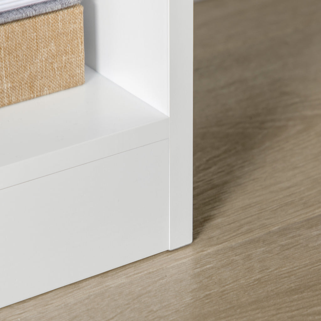 White Wooden Bookshelf with Drawer | 62.2" Tall Freestanding Bookcase for Home Office