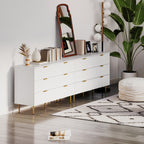 White Dresser | 6-Drawer Chest of Drawers with Gold Legs